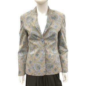 Escada Sport Blazer Women’s Size S/M Paisley Print Cotton Shades Of Blue & Brown